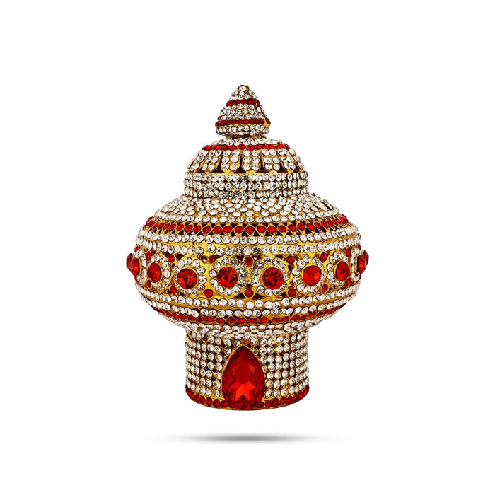 Vairamudi Crown - 4.75 X 3.5 Inches | Stone Kireedam/ Stone Kiridam/ Mukut For Deity Decoration - Head & Face Accessories