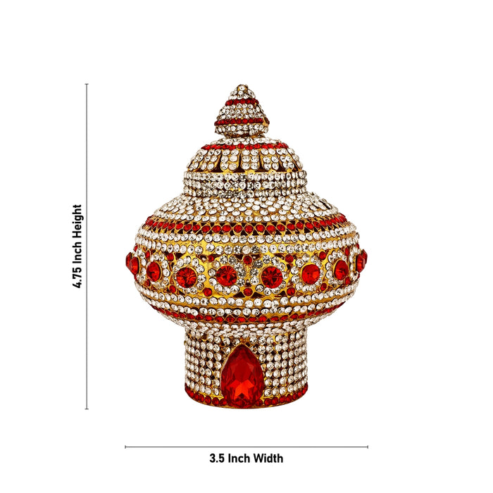 Vairamudi Crown - 4.75 X 3.5 Inches | Stone Kireedam/ Stone Kiridam/ Mukut For Deity Decoration - Head & Face Accessories