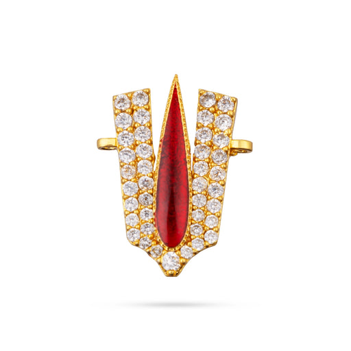 Vishnu Tilak - 0.75 X 0.5 Inch | Thenkalai V Shape Perumal Namam/ AD Stone Vishnu Namam For Deity Decoration - Head & Face Accessories