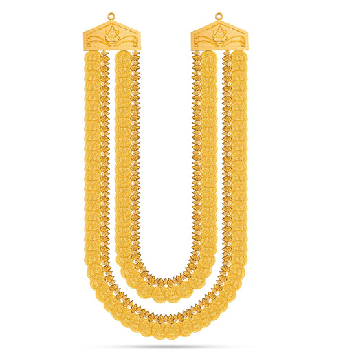 Lakshmi Coin Kaasumala - 18 Inches | 2 Line Kasumalai/ Gold Polish Kaasu Malai/ Coin Necklace For Deity - Neck & Body Accessories