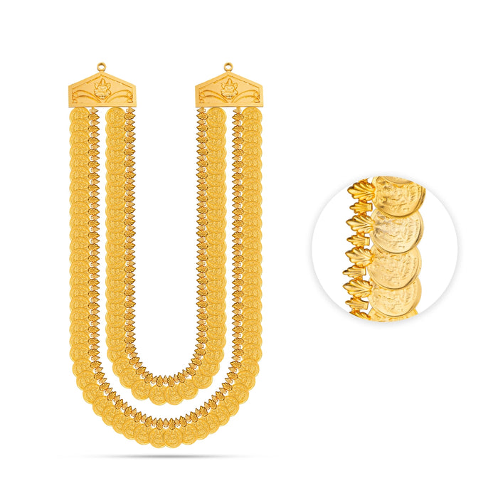 Lakshmi Coin Kaasumala - 18 Inches | 2 Line Kasumalai/ Gold Polish Kaasu Malai/ Coin Necklace For Deity - Neck & Body Accessories