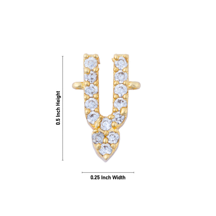 Vishnu Tilak - 0.5 X 0.25 Inch | Thenkalai V Shape Perumal Namam/ AD Stone Vishnu Namam For Deity Decoration - Head & Face Accessories