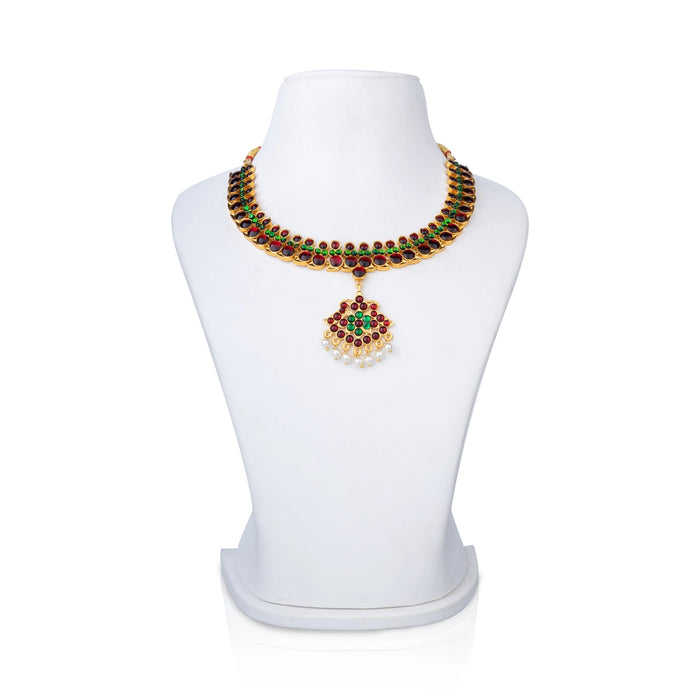 Mango Design Stone Necklace - 5 Inches | Stone Jewellery/ Artificial Jewelry For Classical Wear And Deity - Bharatanatyam Jewellery