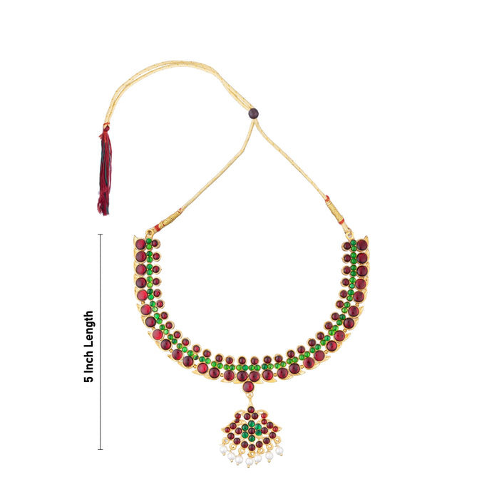 Mango Design Stone Necklace - 5 Inches | Stone Jewellery/ Artificial Jewelry For Classical Wear And Deity - Bharatanatyam Jewellery