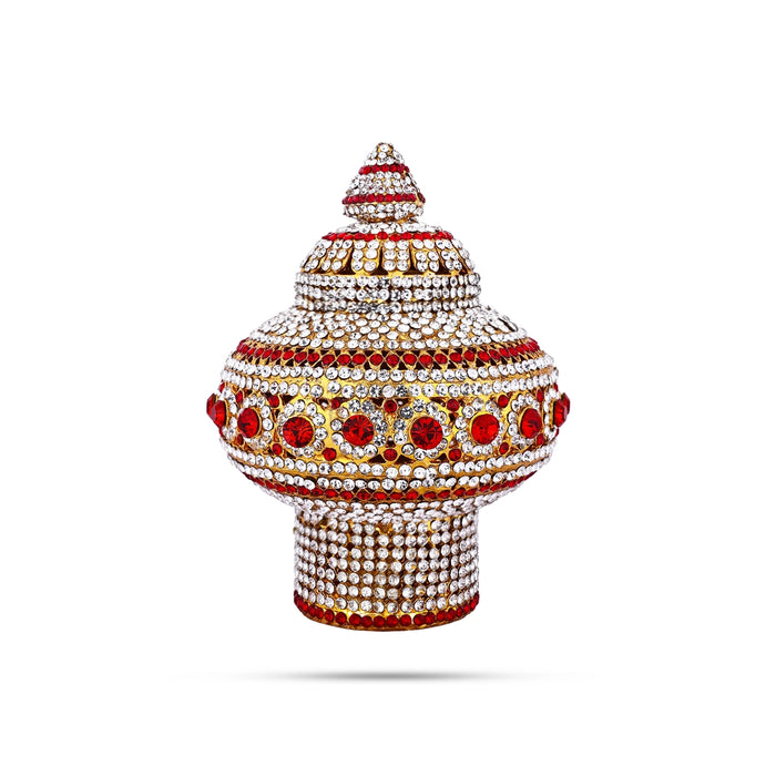 Vairamudi Crown - 5.5 X 4 Inches | Stone Kireedam/ Stone Kiridam/ Mukut For Deity Decoration - Head & Face Accessories
