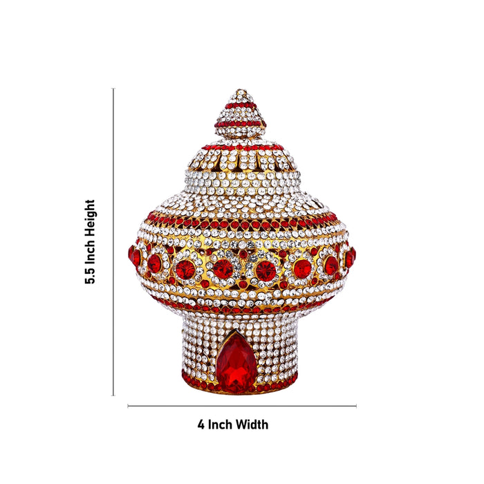 Vairamudi Crown - 5.5 X 4 Inches | Stone Kireedam/ Stone Kiridam/ Mukut For Deity Decoration - Head & Face Accessories