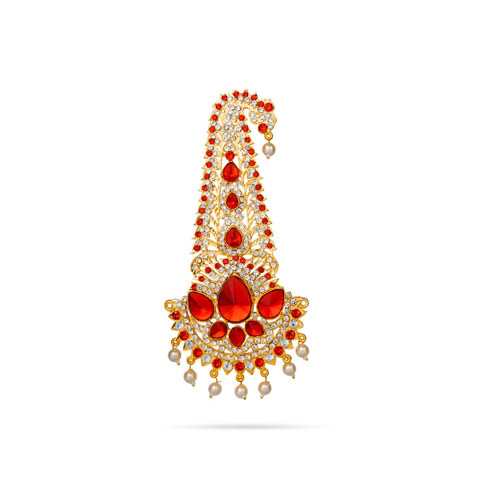 Stone Crown - 6.5 x 3.5 Inches | Thura Kireedam/ Multicolour Stone Mukut/ Kiridam for Deity - Head & Face Accessories