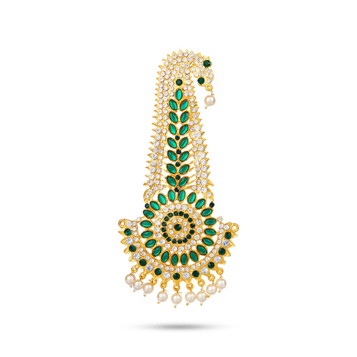 Stone Crown - 6.5 x 3.5 Inches | Thura Kireedam/ Multicolour Stone Mukut/ Kiridam for Deity - Head & Face Accessories