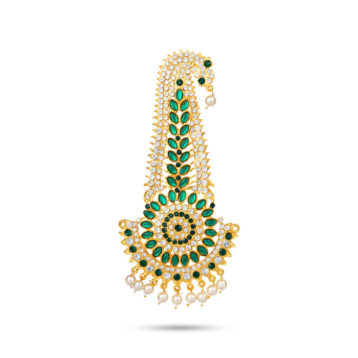 Stone Crown - 6.5 x 3.5 Inches | Thura Kireedam/ Multicolour Stone Mukut/ Kiridam for Deity - Head & Face Accessories