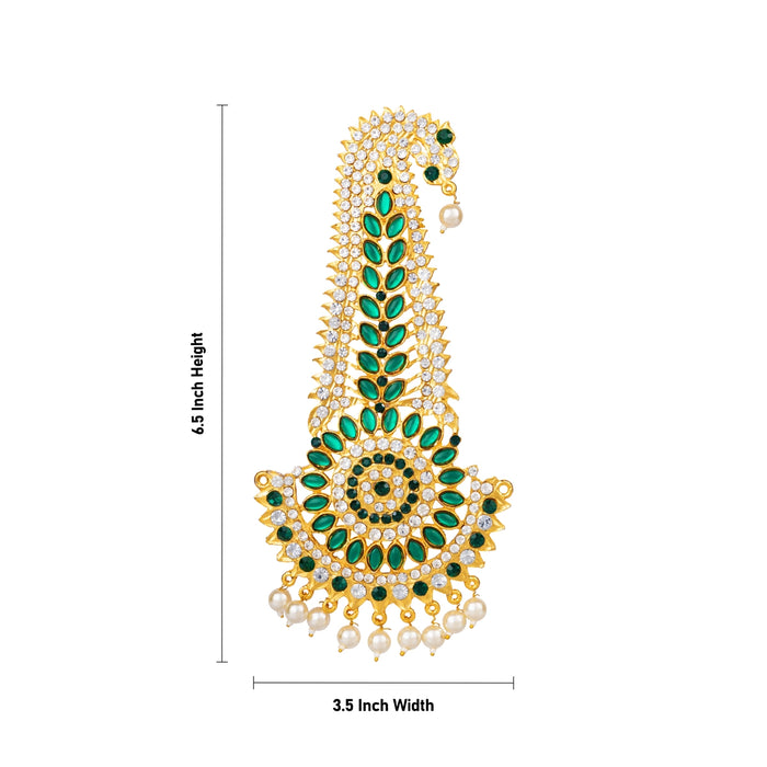 Stone Crown - 6.5 x 3.5 Inches | Thura Kireedam/ Multicolour Stone Mukut/ Kiridam for Deity - Head & Face Accessories