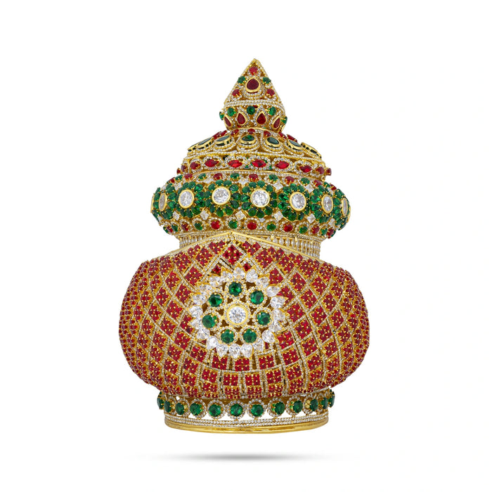 Stone Crown - 10 x 5 Inches | Kireedam/ Multicolour Stone Mukut/ Kiridam for Deity