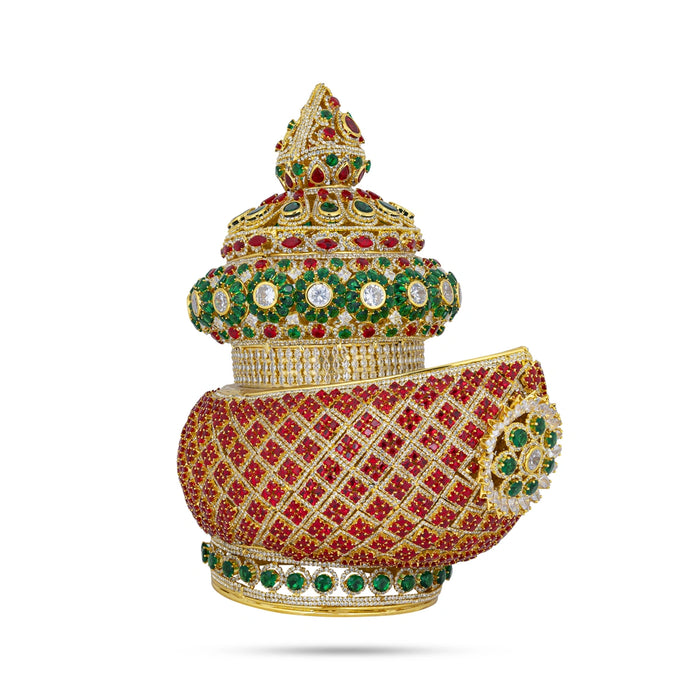 Stone Crown - 10 x 5 Inches | Kireedam/ Multicolour Stone Mukut/ Kiridam for Deity