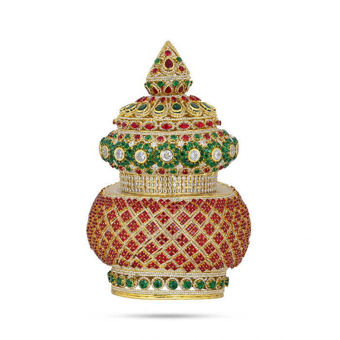 Stone Crown - 10 x 5 Inches | Kireedam/ Multicolour Stone Mukut/ Kiridam for Deity