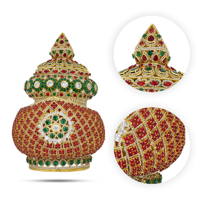 Stone Crown - 10 x 5 Inches | Kireedam/ Multicolour Stone Mukut/ Kiridam for Deity
