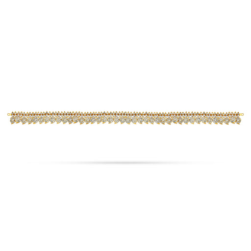 Mango Design Stone Haram - 8 Inches | Artificial Jewelry/ 30 Bit White Stone Jewellery for Deity - Neck & Body Accessories