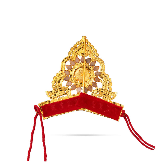 Half Stone Crown - 2.75 X 3.5 Inches | Multicolour Stone Kireedam/ Kiridam/ Mukut For Deity Decor - Head & Face Accessories