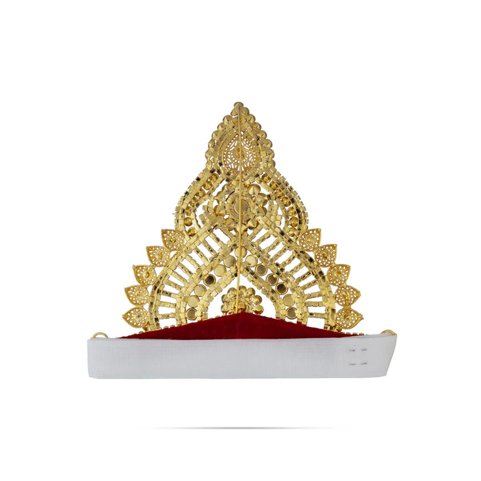 Half Stone Crown - 5 X 6.5 Inches | Multicolour Stone Kireedam/ Velcro Type Kiridam/ Mukut For Deity Decor - Head & Face Accessories