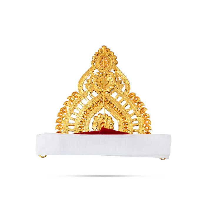 Half Stone Crown - 4 X 5.5 Inches | Multicolour Stone Kireedam/ Velcro Type Kiridam/ Mukut For Deity Decor - Head & Face Accessories