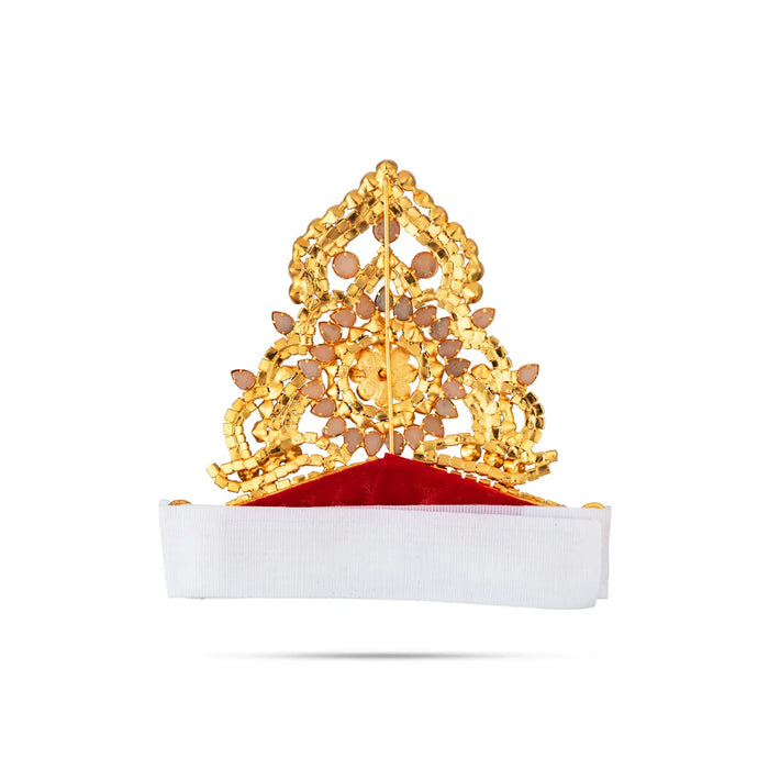 Half Stone Crown - 3.5 X 4.25 Inches | Multicolour Stone Kireedam/ Velcro Type Kiridam/ Mukut For Deity Decor - Head & Face Accessories
