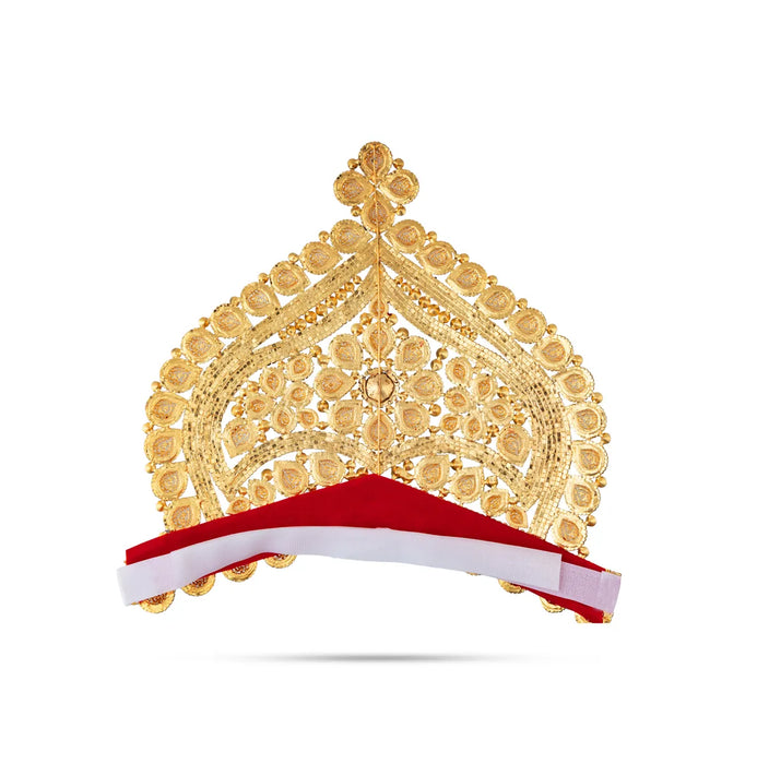 Half Stone Crown - 9.5 X 11 Inches | Multicolour Stone Kireedam/ Velcro Type Kiridam/ Mukut For Deity Decor - Head & Face Accessories