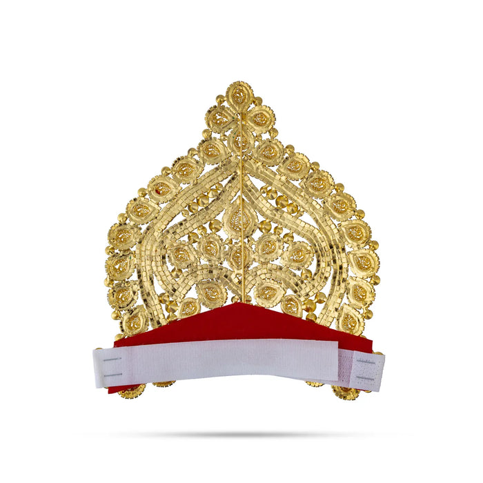 Half Stone Crown - 6 X 6 Inches | Multicolour Stone Kireedam/ Velcro Type Kiridam/ Mukut For Deity Decor - Head & Face Accessories