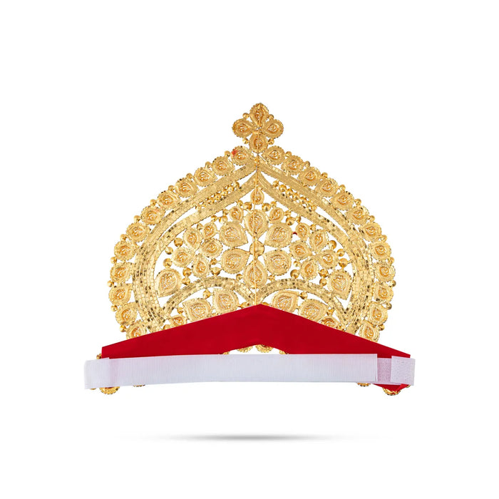 Half Stone Crown - 8 X 9.5 Inches | Multicolour Stone Kireedam/ Velcro Type Kiridam/ Mukut For Deity Decor - Head & Face Accessories