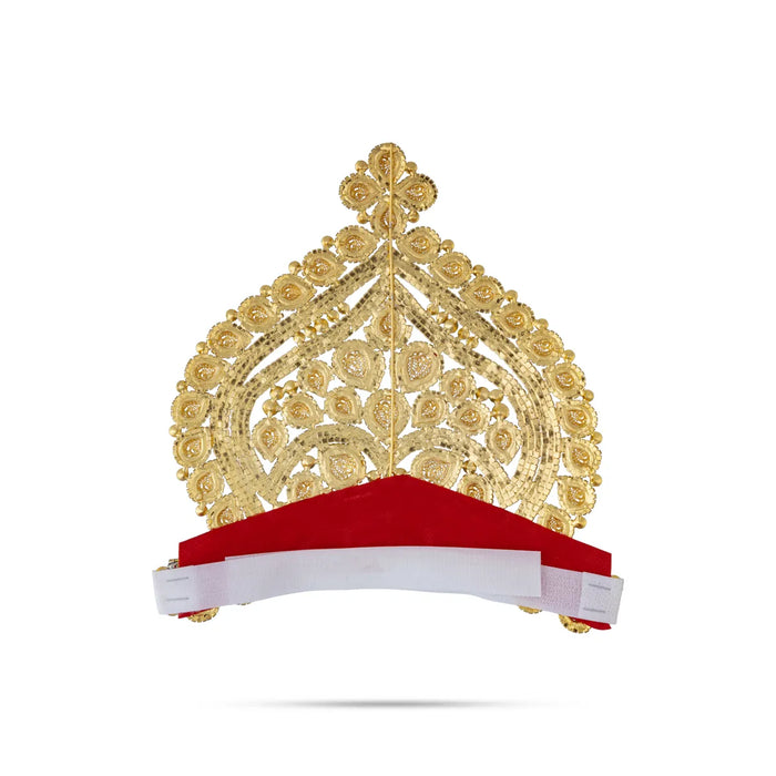 Half Stone Crown - 7.25 X 8 Inches | Multicolour Stone Kireedam/ Velcro Type Kiridam/ Mukut For Deity Decor - Head & Face Accessories