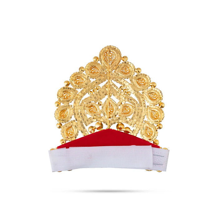 Half Stone Crown - 4 X 4 Inches | Velcro Type Kiridam/ Multicolour Stone Kireedam/ Mukut For Deity Decor - Head & Face Accessories