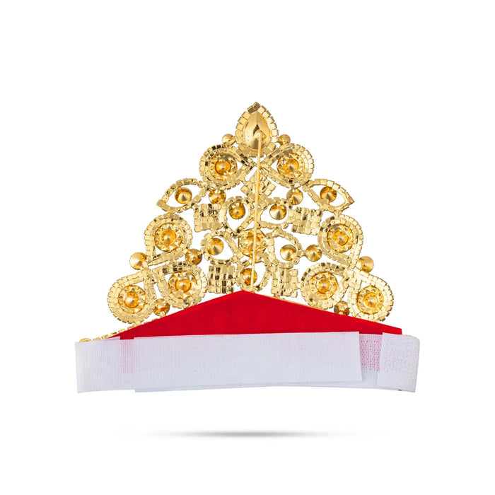Half Stone Crown - 4 X 5.5 Inches | Velcro Type Kiridam/ Multicolour Stone Kireedam/ Mukut For Deity Decor - Head & Face Accessories