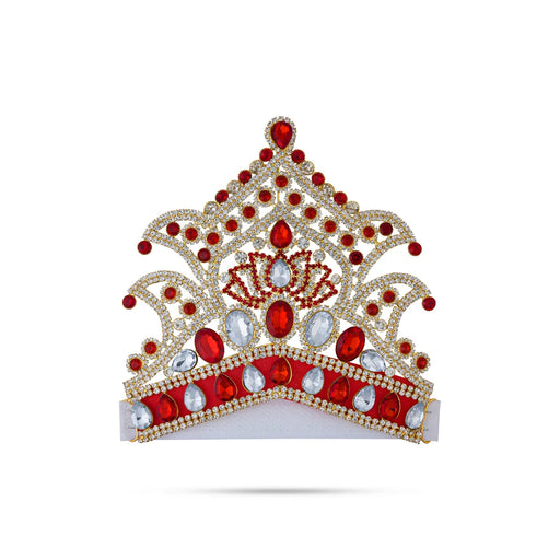 Half Stone Crown - 5.5 X 6 Inches | Velcro Type Kiridam/ Stone Kireedam/ Mukut For Deity Decor - Head & Face Accessories