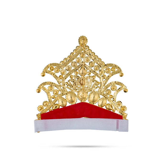 Half Stone Crown - 5.5 X 6 Inches | Velcro Type Kiridam/ Stone Kireedam/ Mukut For Deity Decor - Head & Face Accessories