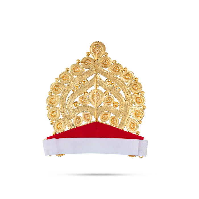 Half Stone Crown - 5 X 5 Inches | Multicolour Stone Kireedam/ Velcro Type Kiridam/ Mukut For Deity Decor - Head & Face Accessories