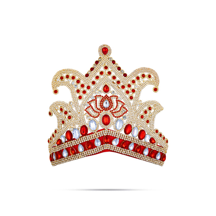 Stone Half Crown Velcro - 4.5 x 9 Inches | Kireedam / Half Kiritam / Multicolour Stone Mukut for Deity - Head & Face Accessories