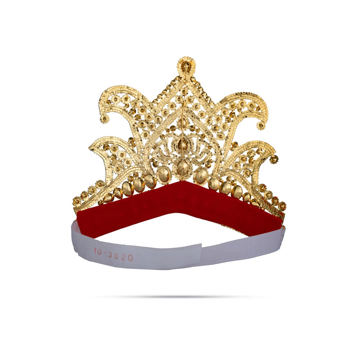 Stone Half Crown Velcro - 4.5 x 9 Inches | Kireedam / Half Kiritam / Multicolour Stone Mukut for Deity - Head & Face Accessories