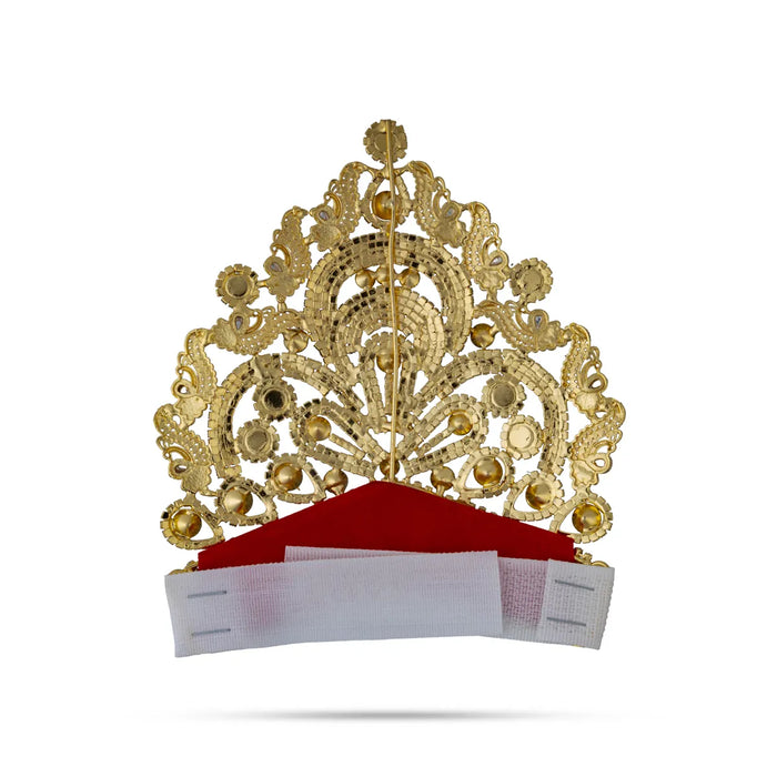 Half Stone Crown - 4.5 X 4.5 Inches | Multicolour Stone Kireedam/ Velcro Type Kiridam/ Mukut For Deity Decor - Head & Face Accessories