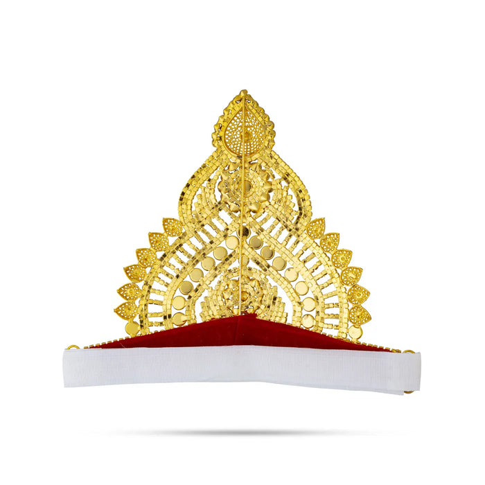 Half Stone Crown - 6 X 8 Inches | Multicolour Stone Kireedam/ Velcro Type Kiridam/ Mukut For Deity Decor - Head & Face Accessories