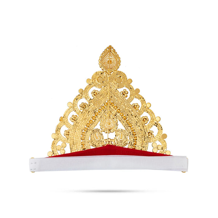 Half Stone Crown - 7.5 X 10.25 Inches | Multicolour Stone Kireedam/ Velcro Type Kiridam/ Mukut For Deity Decor - Head & Face Accessories