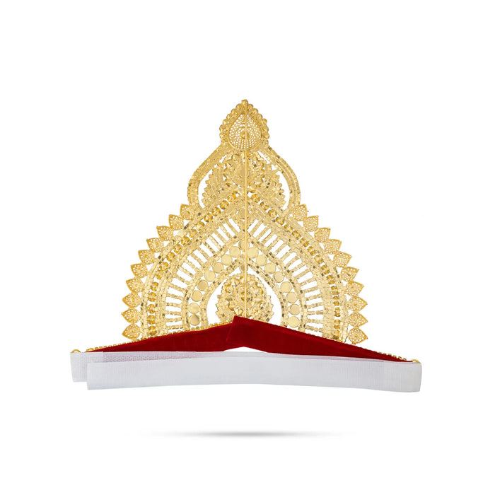 Half Stone Crown - 7.5 X 10.25 Inches | Multicolour Stone Kireedam/ Velcro Type Kiridam/ Mukut For Deity Decor - Head & Face Accessories