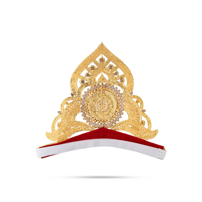 Half Stone Crown - 9.5 X 12 Inches | Multicolour Stone Kireedam/ Velcro Type Kiridam/ Mukut For Deity Decor - Head & Face Accessories