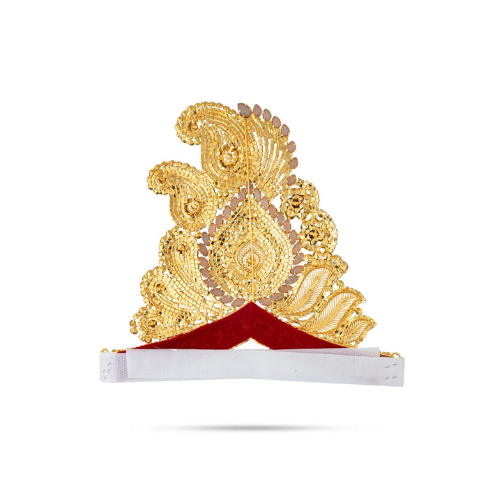 Half Stone Crown - 6.5 X 8.5 Inches | Multicolour Stone Kireedam/ Velcro Type Kiridam/ Mukut For Deity Decor - Head & Face Accessories