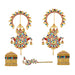 Laddu Gopal Jewellery Set - 8.75 X 5 Inches | Stone Bansuri Flute/ 3 Pcs/ Krishna Kireedam For Deity Decor - Deity Jewellery & Vastra Sets
