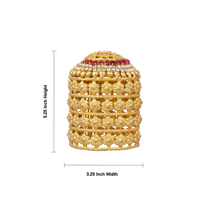 Laddu Gopal Jewellery Set - 5.25 X 3.25 Inches | Stone Bansuri Flute/ 3 Pcs/ Krishna Kireedam For Deity Decor - Deity Jewellery & Vastra Sets