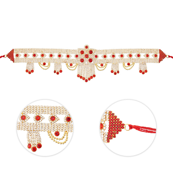 Stone Hip Belt - 11.5 Inches | Decorative Waist Belt/ Kamarband Stone Belt/ Stone Jewellery For Deity Decor - Waist & Leg Accessories