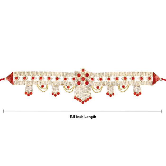 Stone Hip Belt - 11.5 Inches | Decorative Waist Belt/ Kamarband Stone Belt/ Stone Jewellery For Deity Decor - Waist & Leg Accessories