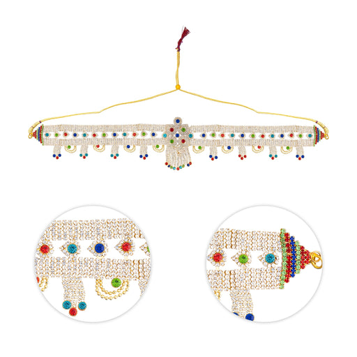 Multicolour Stone Hip Belt - 20.5 Inches | Decorative Waist Belt/ Kamarband Stone Belt/ Jewellery For Deity - Waist & Leg Accessories