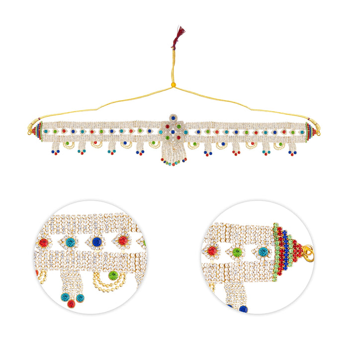 Multicolour Stone Hip Belt - 20.5 Inches | Decorative Waist Belt/ Kamarband Stone Belt/ Jewellery For Deity - Waist & Leg Accessories