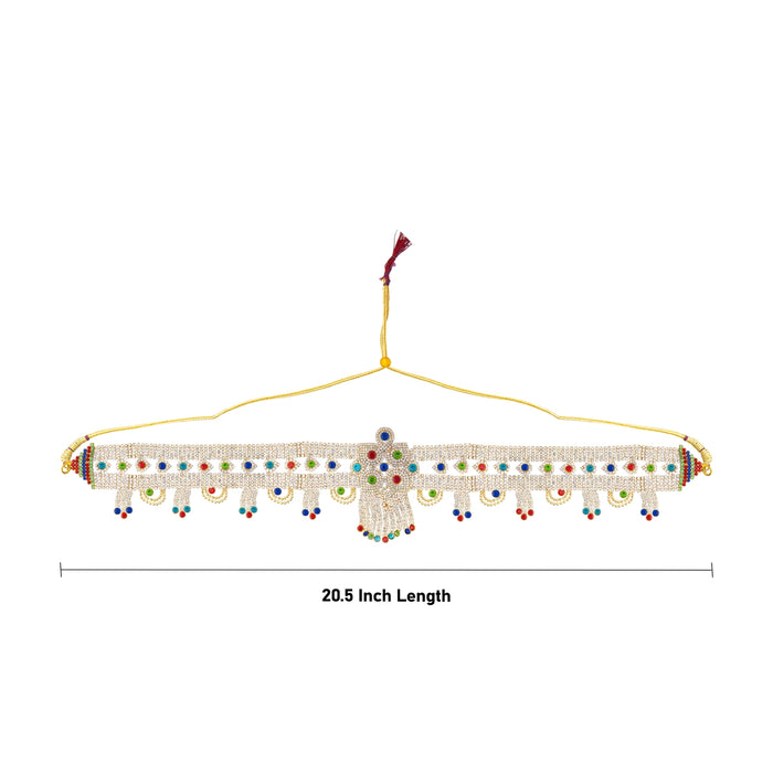 Multicolour Stone Hip Belt - 20.5 Inches | Decorative Waist Belt/ Kamarband Stone Belt/ Jewellery For Deity - Waist & Leg Accessories