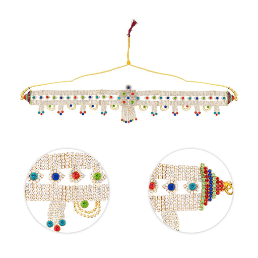 Multicolour Stone Hip Belt - 19.5 Inches | Decorative Waist Belt/ Kamarband Stone Belt/ Jewellery For Deity - Waist & Leg Accessories