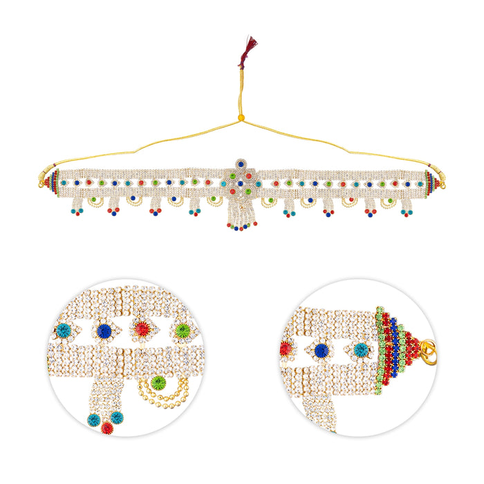 Multicolour Stone Hip Belt - 19.5 Inches | Decorative Waist Belt/ Kamarband Stone Belt/ Jewellery For Deity - Waist & Leg Accessories