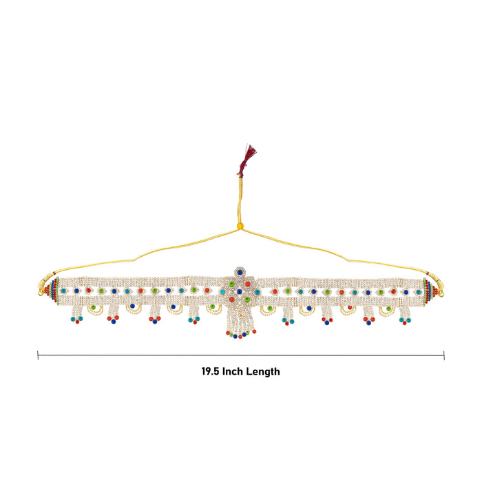 Multicolour Stone Hip Belt - 19.5 Inches | Decorative Waist Belt/ Kamarband Stone Belt/ Jewellery For Deity - Waist & Leg Accessories